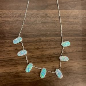 Kendra Scott Meadow Bright Silver Collar Necklace In Mint Kyocera Opal